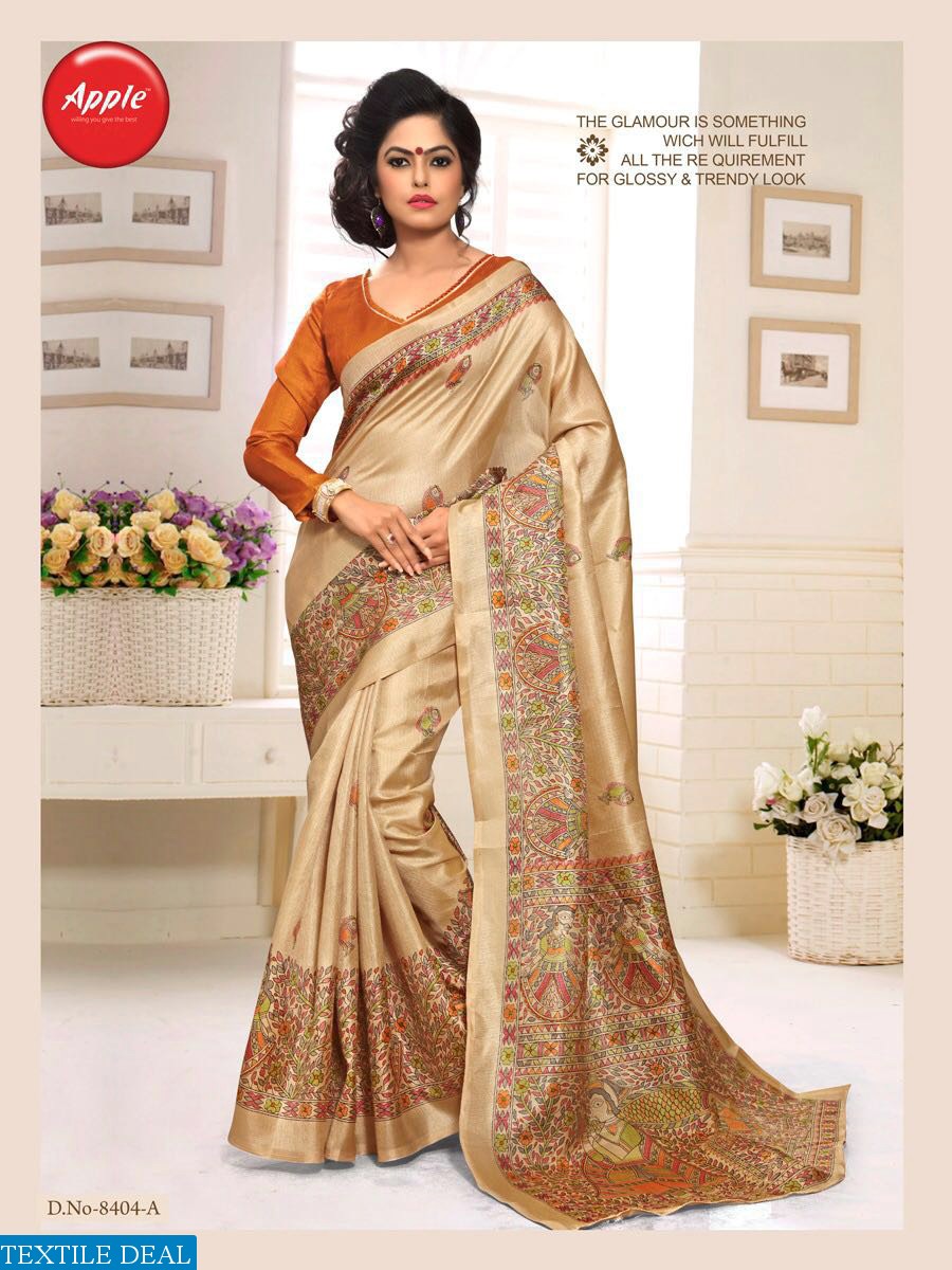 apple madhu bani Wholesale khadi silk printed Saree